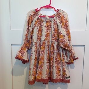 Matilda Jane Cream Dress with Rust and Mustard Floral Print